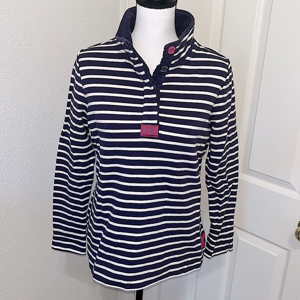 Joules Stripped Button Down Sweater